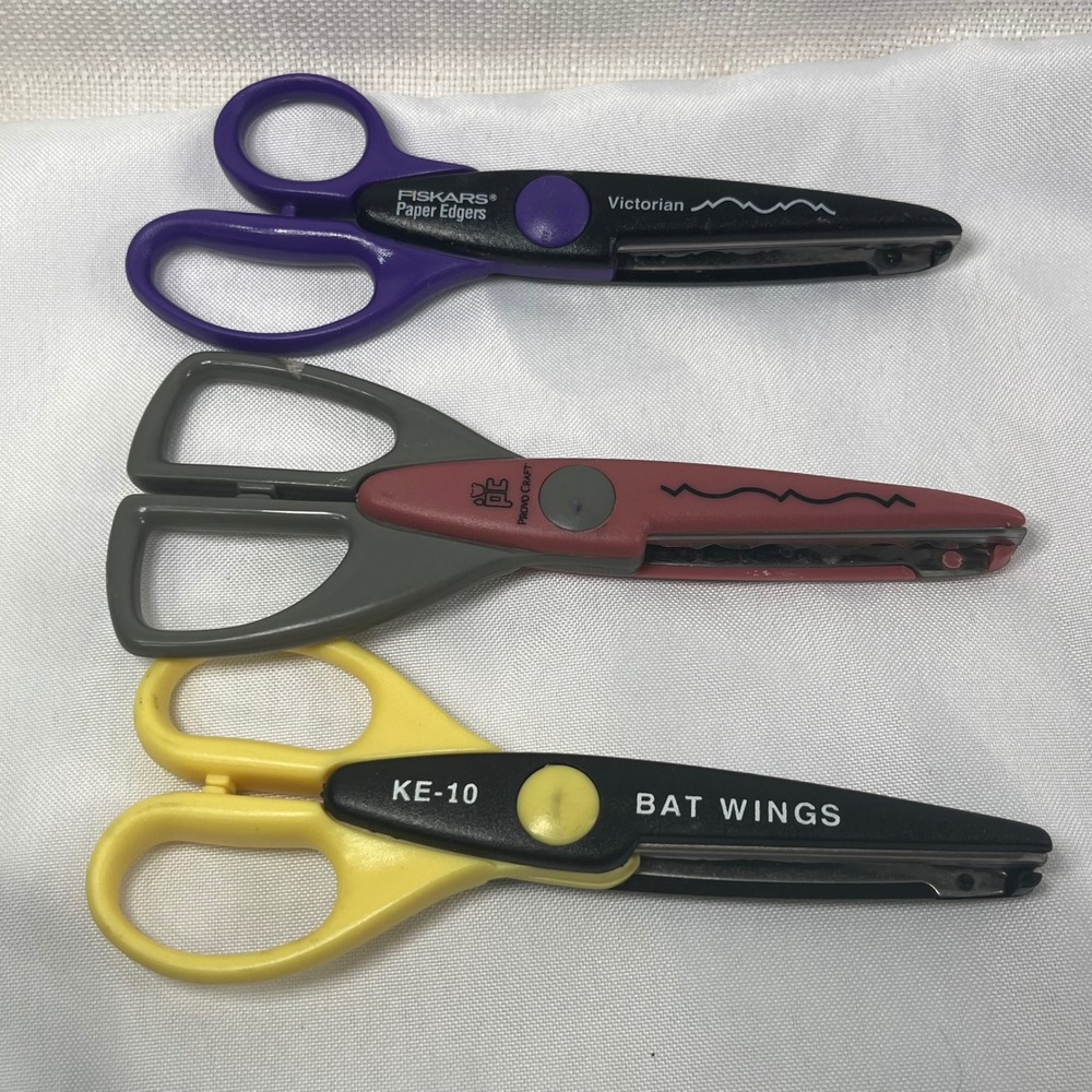 Fiskars Provo Craft Kraft Edgers Decorative Paper Scissors Lot Victorian Bat